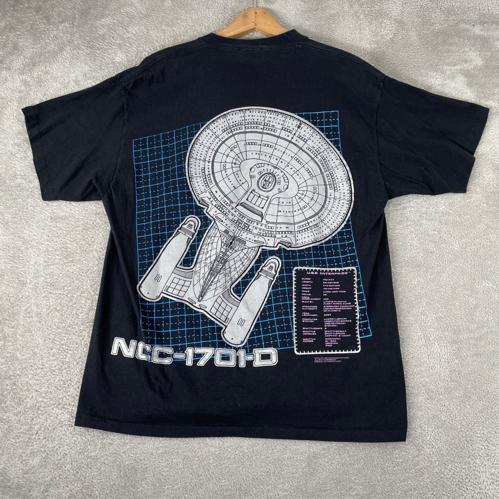 Vintage Star Trek The Next Generation Shirt Mens XL Black 1993 Enterprise 90s